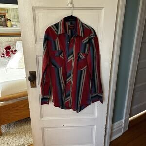 Rustler Vintage Men's Black Pearl Snap X-Long Tails Western Shirt 16.5 32/33